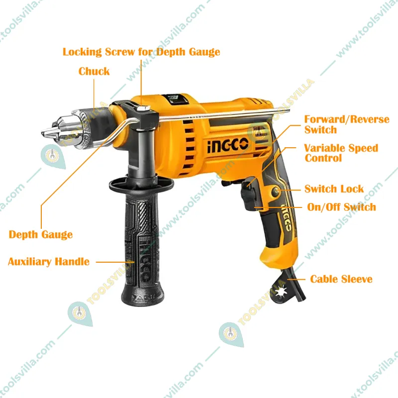 INGCO 13 Mm Impact Drill 810 W And 2750 RPM With Variable Speed ID8108