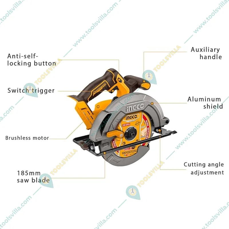 Ingco Ingco Mm V Lithium Ion Cordless Circular Saw With Cutting