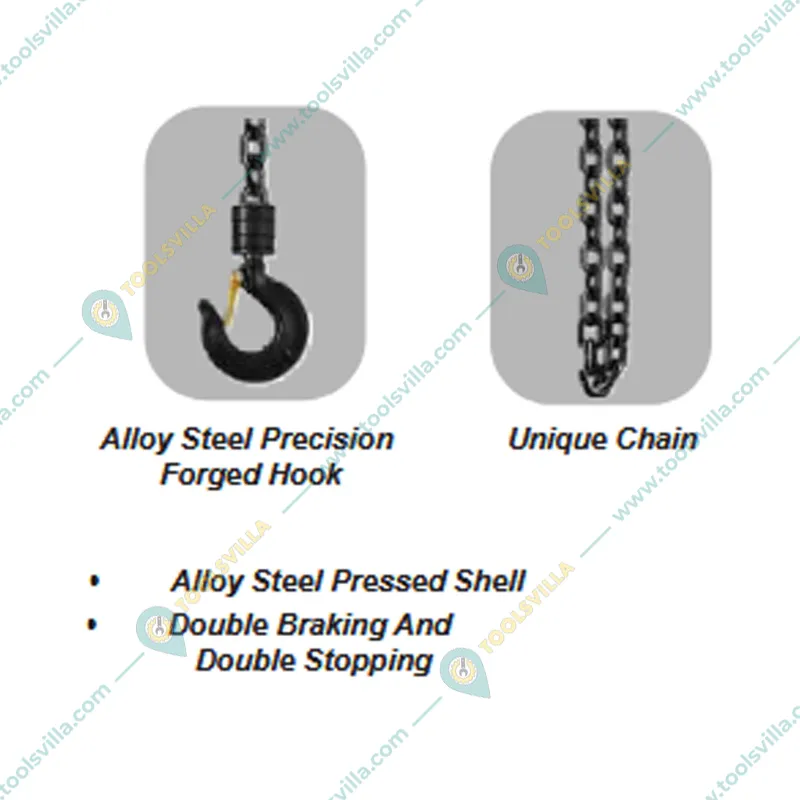 Gallop 1 Ton Capacity Chain Pulley, 6mm Load Chain, 3m Lift, 1.25 Ton Test Load, Single Fall, 304N Force, KC-CK01 