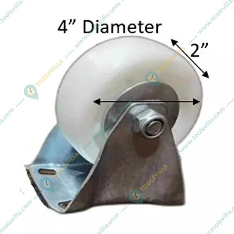 Suwas Trolley 2 Pcs 4” x 2” Nylon Fixed Castor Wheel - 125Kg. Loading Capacity, 6 Month Warranty (4x2-125-FX-Nylon)