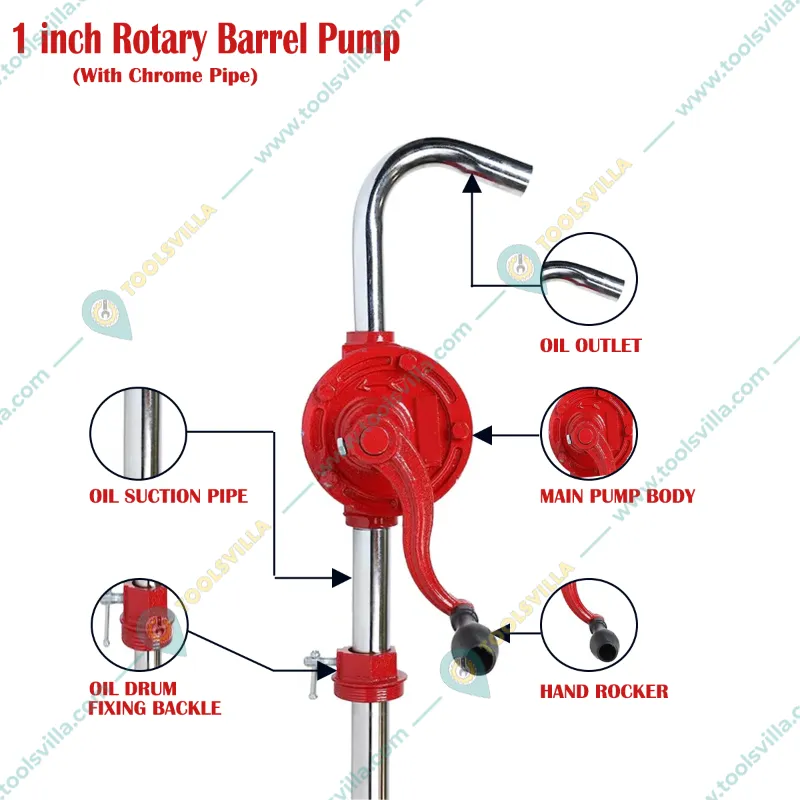 1 inch Medium Rotary Barrel Pump With Chrome Pipe