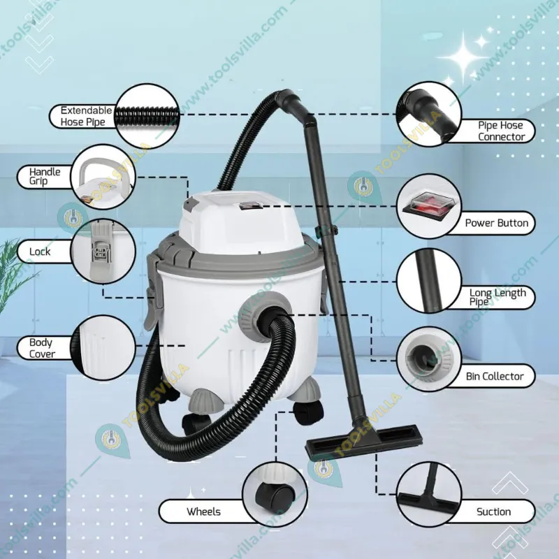 Starq 15Ltr 1000W Wet, Dry & Blower Vacuum Cleaner With All Required Accessories - 1 Year Warranty