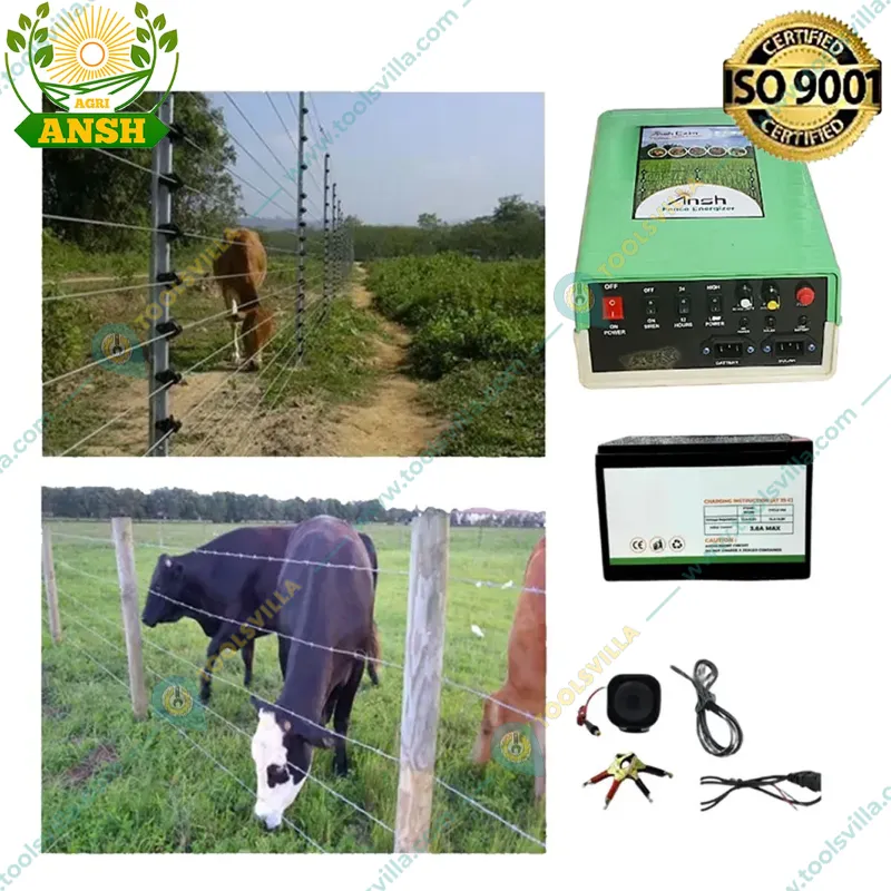 Agriansh 18 KV Solar Zatka Machine for 100 Acre with Siren, Cable, Battery Connector and Warning Plate
