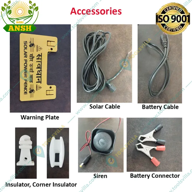 Agriansh 18 KV Solar Zatka Machine for 100 Acre with Siren, Cable, Battery Connector and Warning Plate