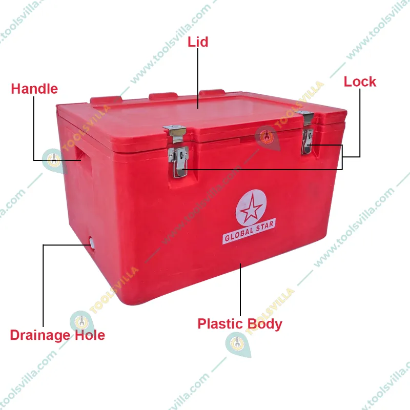 Global Star 100 Litre Insulated Chiller Ice-Box, Up to 24 hrs Insulation Support for Picnic and Outing