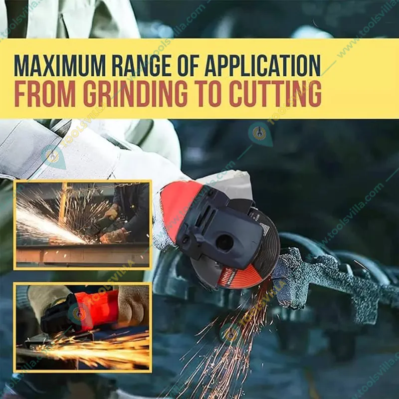 Premium Quality 100 mm 850 Watt Angle Grinder With Cutting Blade, Grinding Wheel, Flap Disk, Goggles, Gloves & Measuring Tape, 11000 RPM