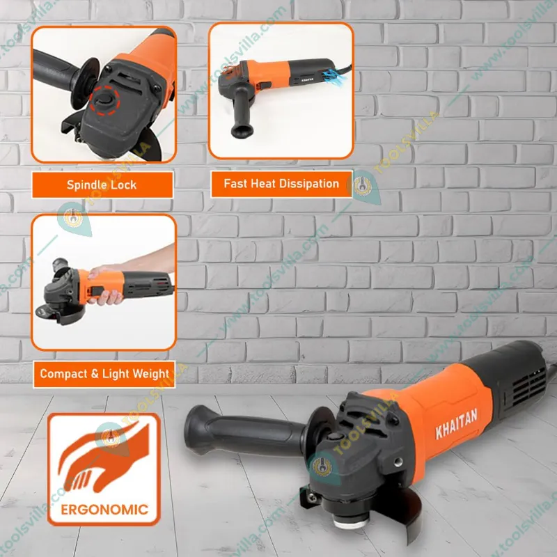 Khaitan 100mm (4") 950 Watt Side Switch Angle Grinder With 2-Position Handle, 11000 RPM (KI AG4 SS)