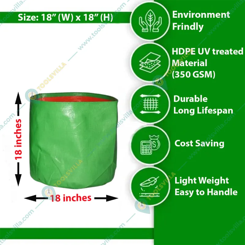 Siddhi 350 GSM 18 x 18 inch HDPE Grow Bag for Garden, Nursery (Pack of 100 pieces)