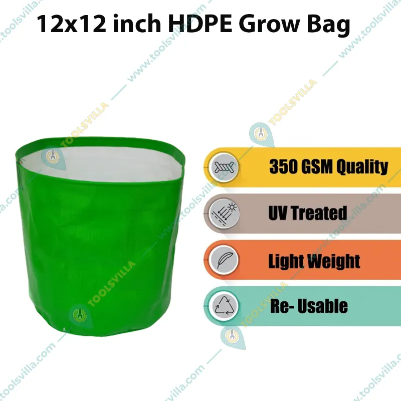 Siddhi 350 GSM 12 x 12 inch HDPE Grow Bag for Garden, Nursery (Pack of 100 pieces)