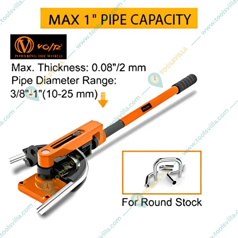 VOLTZ 10 - 25 mm Manual Pipe Bender, Heavy Duty Tube Bender for Bending Metal, Copper, or Stainless Steel (SWG 25S)