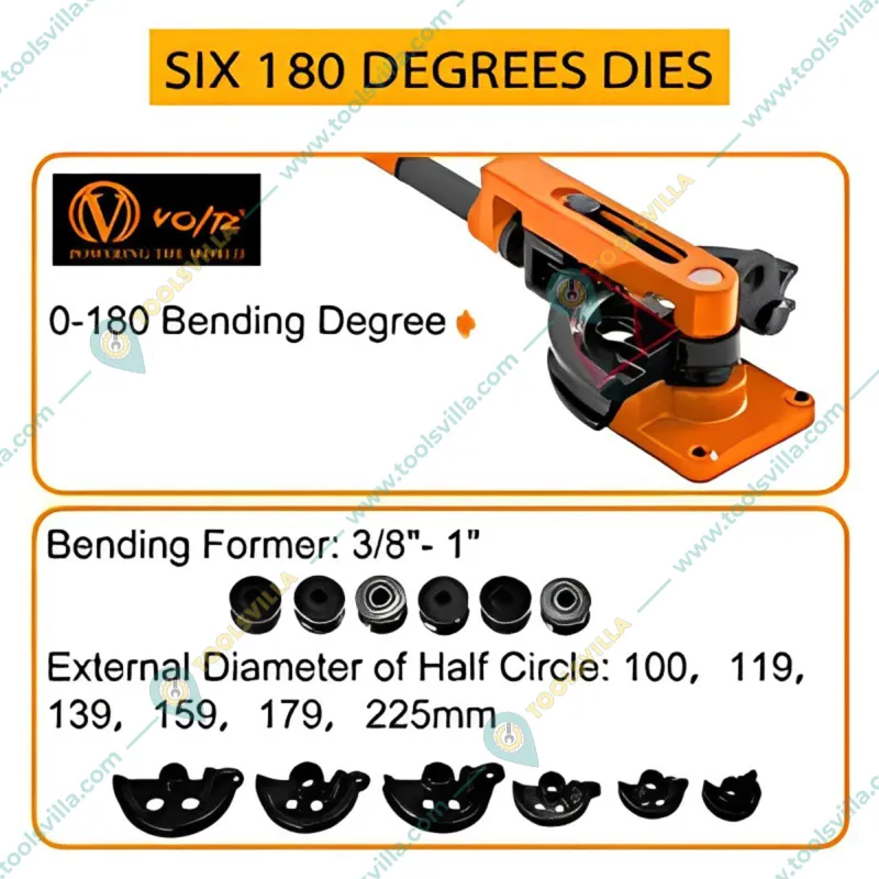 VOLTZ 10 - 25 mm Manual Pipe Bender, Heavy Duty Tube Bender for Bending Metal, Copper, or Stainless Steel (SWG 25S)