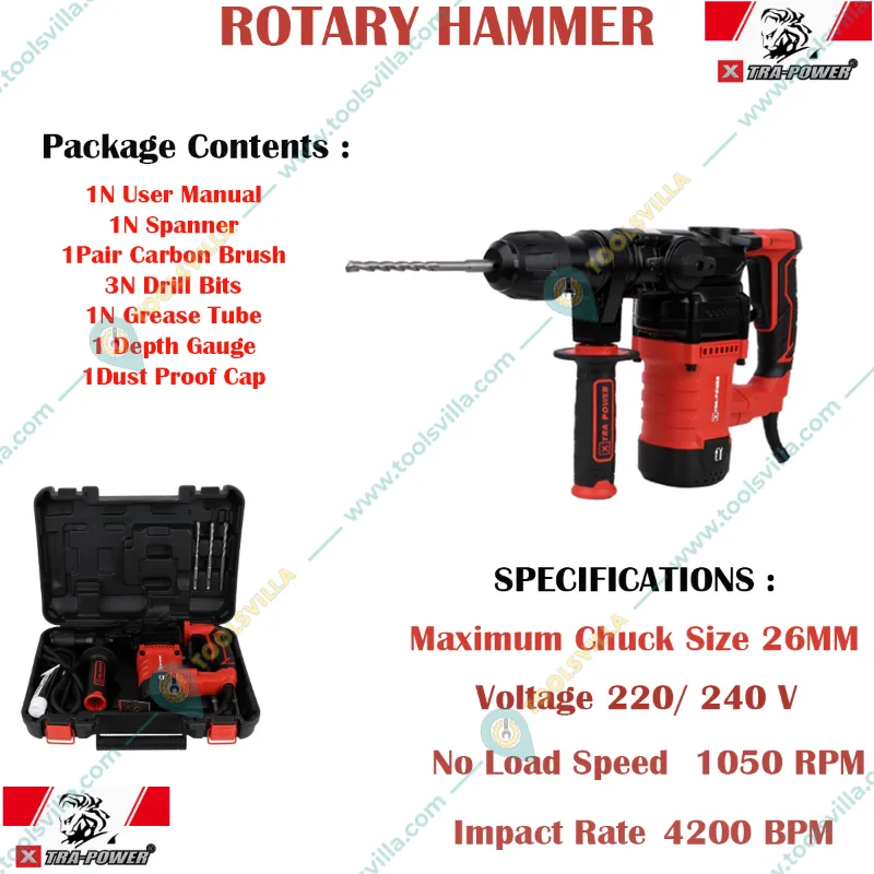 Xtra-Power 1050W Rotary Hammer 1050 RPM,4200 BPM (XPT 510)