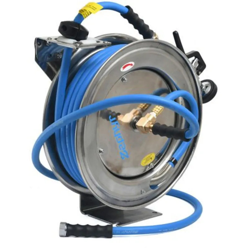 Zephyr ZWR1315SS-PR-FH Auto Retractable Hose Reel Stand with 13 mm  15m Hose Pipe for Garden and Industrial Purposes