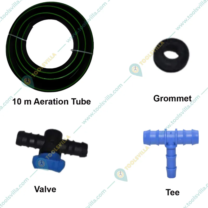 Airoxi 25mm 10 Meter Aeration Tube with 1 Pc Tee , 1 Pc Grommet & 1 PC Valve For Aquaculture