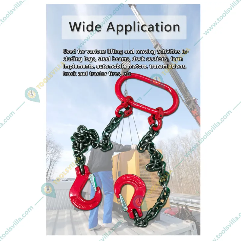 LIFT IT 4.5 Ton Load Capacity 10 mm Double Leg G80 Chain Sling With Hook, Masterlink & Chain Connector(Size-2 Meter)