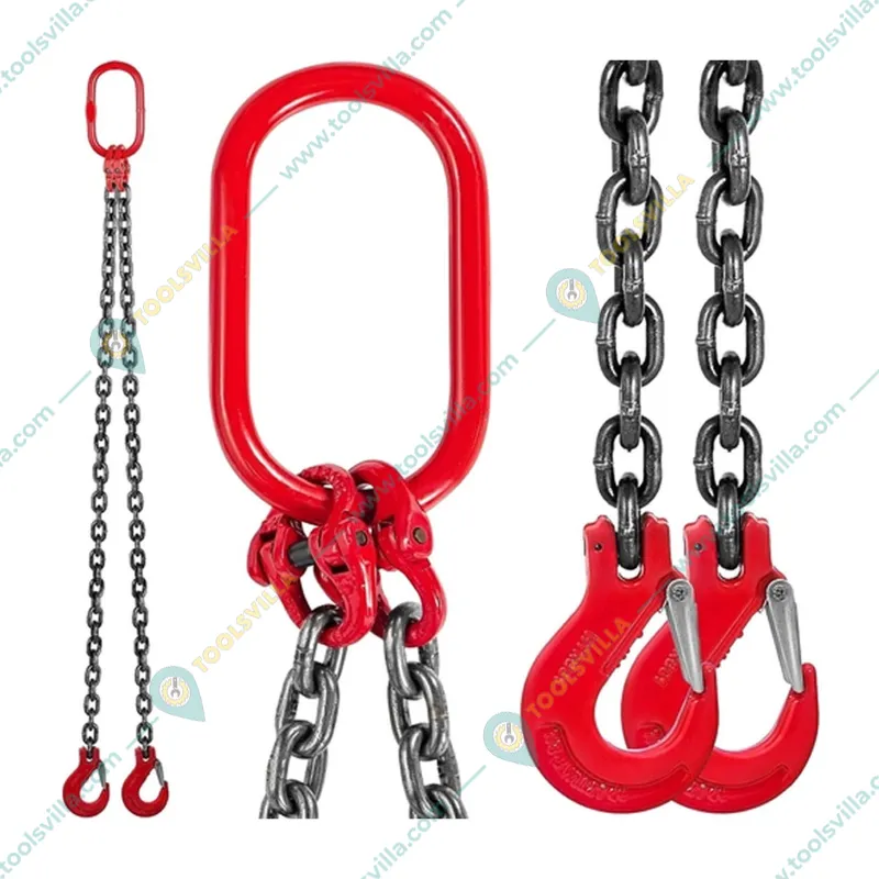LIFT IT 4.5 Ton Load Capacity 10 mm Double Leg G80 Chain Sling With Hook, Masterlink & Chain Connector(Size-2 Meter)