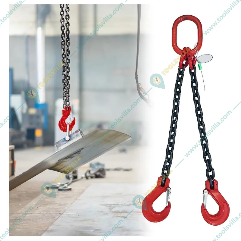 LIFT IT 4.5 Ton Load Capacity 10 mm Double Leg G80 Chain Sling With Hook, Masterlink & Chain Connector(Size-2 Meter)
