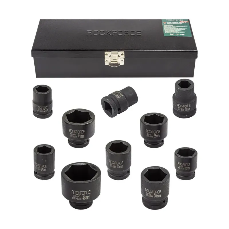 ROCKFORCE 3/4" 10pcs, 6-Point Impact Socket Set with Case (RF-6101-5MPB)
