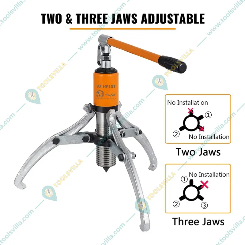 VOLTZ 10 Ton 3 Jaw Hydraulic Gear Puller, Wheel Bearing Hub Removal Tool (VZ-HP10T)