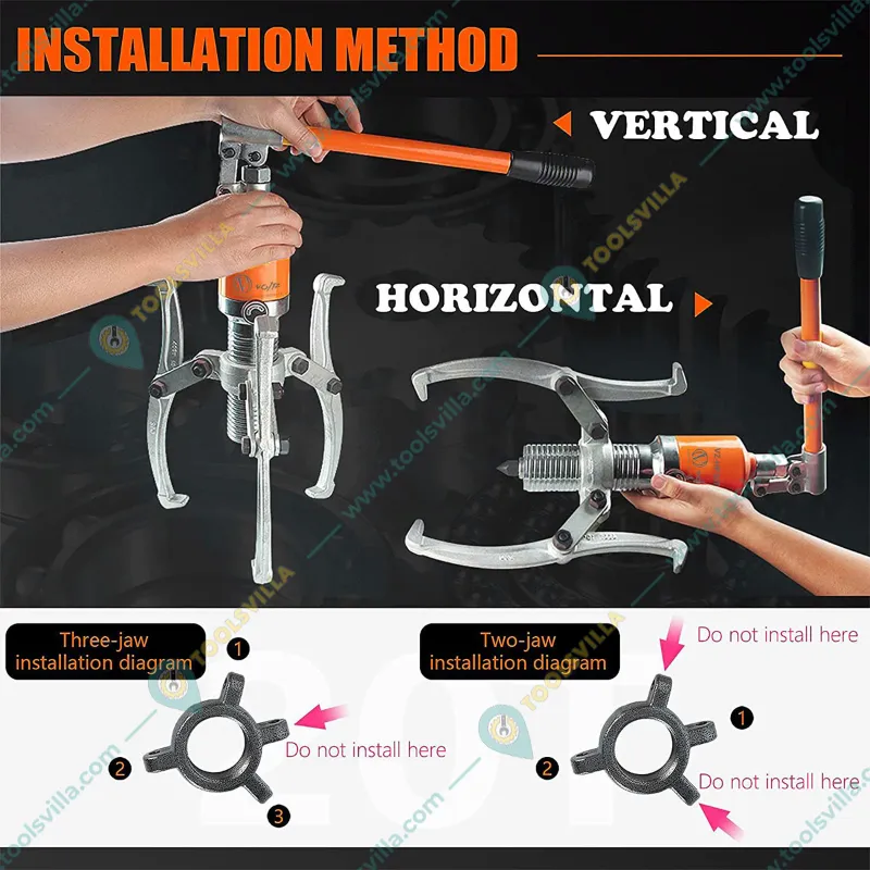 VOLTZ 10 Ton 3 Jaw Hydraulic Gear Puller, Wheel Bearing Hub Removal Tool (VZ-HP10T)