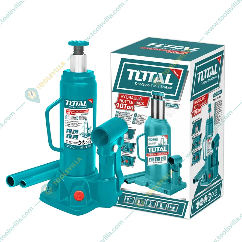 Total 10 Ton Hydraulic Bottle Jack, 460 mm Maximum Lifting Height For Hatchback Cars, Compact SUVs,  Passenger Cars (THT109102)