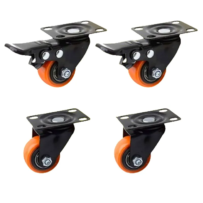 Heavy Duty 2 Inch 4 Pcs 160 Kg Load Capacity Castor Wheels (2 Plate Swivel Type & 2 Plate Swivel With Brake Type)