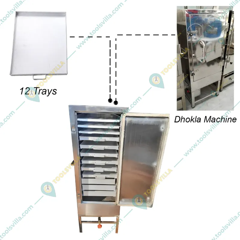 Heavy Duty Stainless Steel 304 Gas Operated 12 Tray Dhokla Making Machine