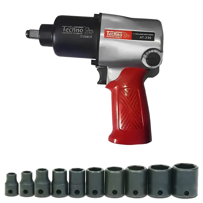 Techno 1/2 Inch Air Impact Wrench (AT239) with 9 to 27mm, 10 Pcs. Socket Set (ASK 008)