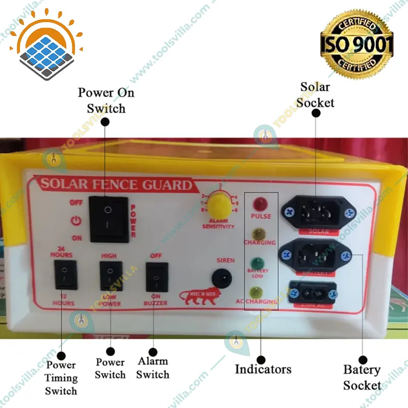 Khetpal 12 KV Solar Zatka Machine for 40 Acres Area with Siren, Cables, and Battery Connectors (1 Year Warranty)