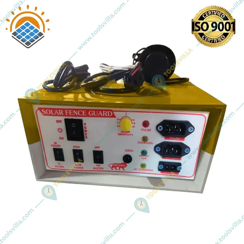 Khetpal 12 KV Solar Zatka Machine for 40 Acres Area with Siren, Cables, and Battery Connectors (1 Year Warranty)