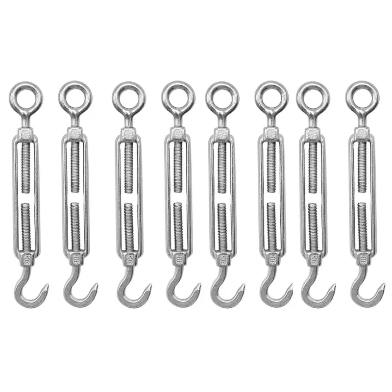 Premium Quality 12 mm Eye to hook Commercial Mild Steel Galvanized Turnbuckle (Pack of -8)