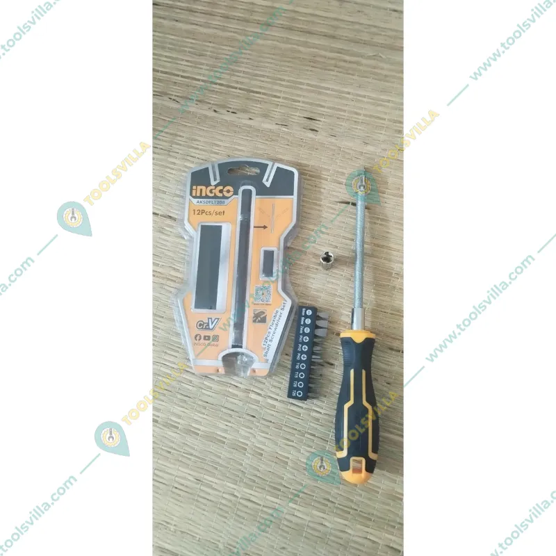 Ingco 12 Pcs Flexible Shaft Screwdriver Bits Set (AKSDFL1208)