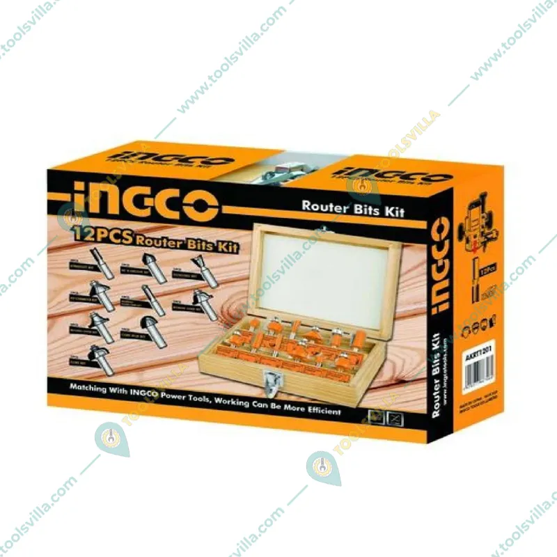 Ingco 12 Pcs Router Bits Set (6 mm) (AKRT1201)