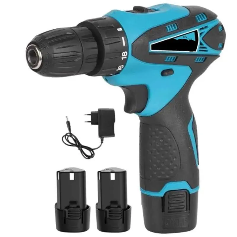 Heavy Duty 10 mm 12V Cordless Drill Machine with 2 Pcs Battery & Charger, 1300 RPM 