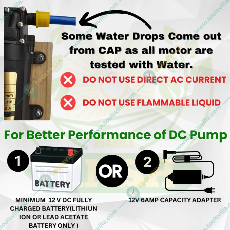 Agriansh 12v DC Diaphragm Pump for Battery Sprayer  Used in Farm Agriculture Mist Spray, Car Bike Wash, Sanitizing Etc.