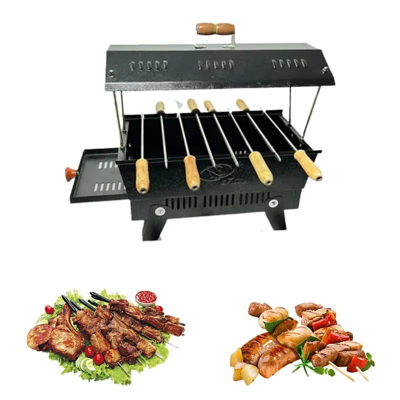 NE GRILLS Portable 15 inch Hut Shape Charcoal Barbeque Grill with 8 Skewers