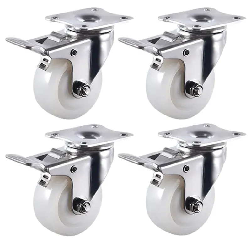 Premium Quality 6 inch Plate Type Caster Wheel With Brake, 430 kg Load Capacity (Pack of 4)