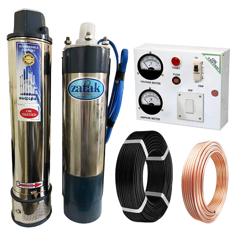 Zatak 1.5HP 12 Stage 4"(V4) 1Phase Oil Cooled Submersible Pump With CP, 30m Cable & 30 m Safety Wire- 6 Months Warranty