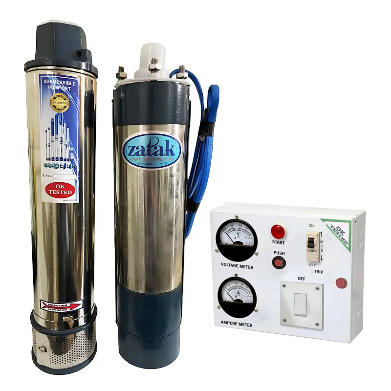 Zatak 1.5HP 12 Stage 4"(V4) 1Phase Oil Cooled Submersible Pump With Control Panel, 120-170ft Head - 6 Months Warranty
