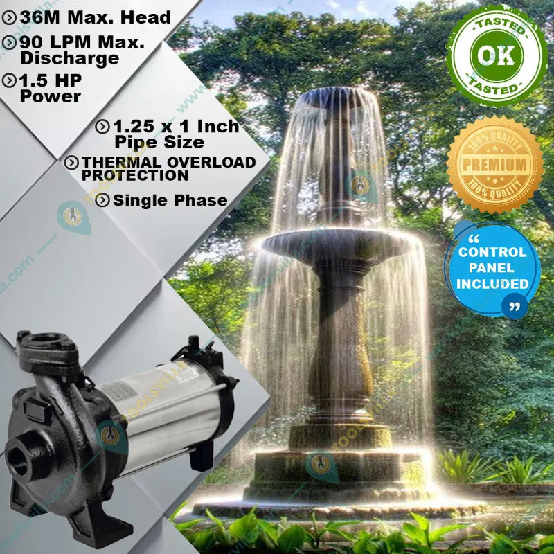 Sharp 1.5Hp Single Phase Openwell Submersible Pump, 36m Max. Head With Starter, One Bend, One Funnel - 1 Year Warranty