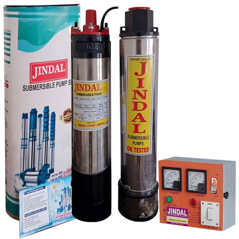 Jindal 1.5Hp 12 Stage 4 inch(V4) Single Phase Oil Cooled Borewell Submersible Pump with Control Panel - 1 Year Warranty
