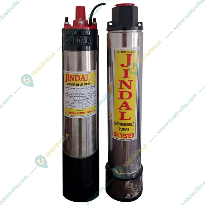 Jindal 1.5Hp 12 Stage 4 inch(V4) Single Phase Oil Cooled Borewell Submersible Pump with Control Panel - 1 Year Warranty