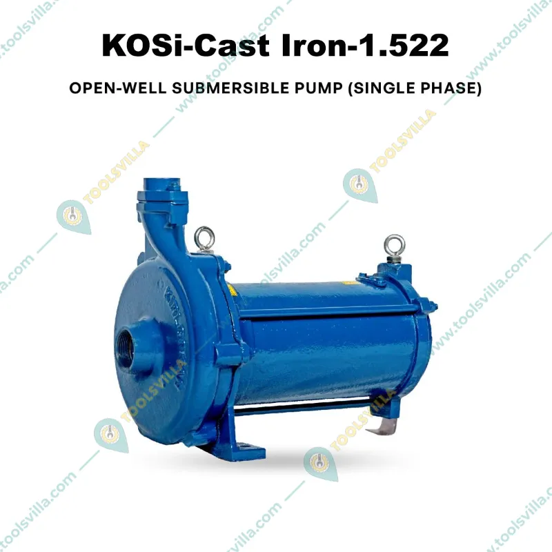 Kirloskar(KOSi-Cast Iron-1.522) 1.5HP Single Phase Openwell Submersible Pump, 50X40mm With Control Panel, 1 Year Warranty