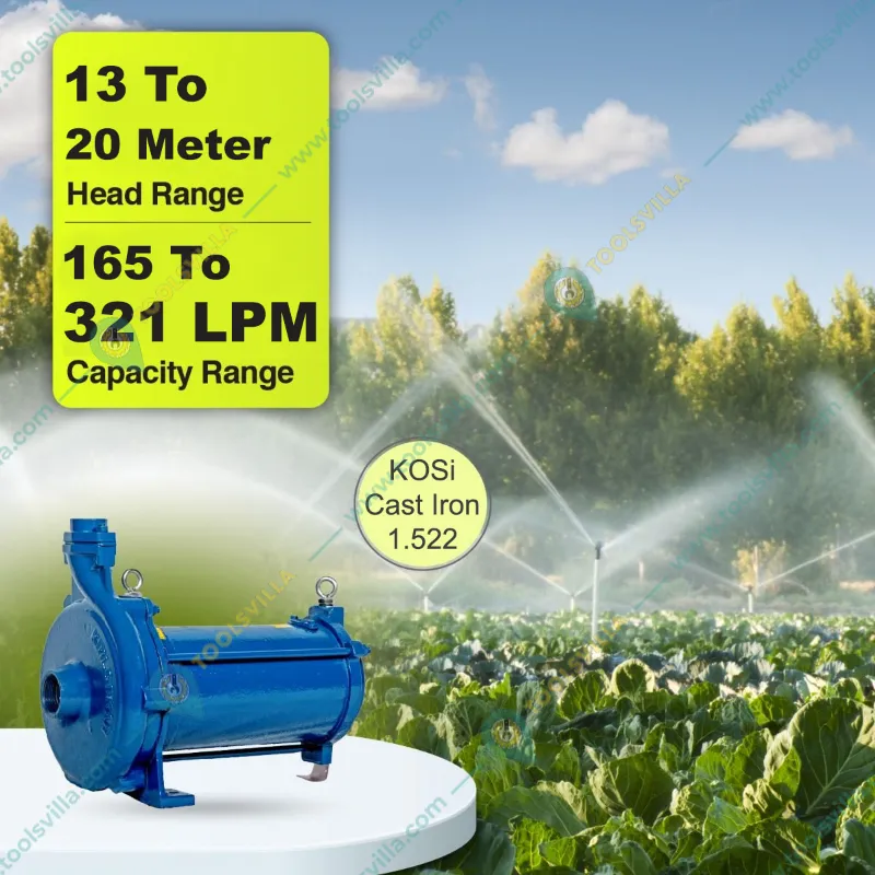Kirloskar(KOSi-Cast Iron-1.522) 1.5HP Single Phase Openwell Submersible Pump, 50X40mm With Control Panel, 1 Year Warranty
