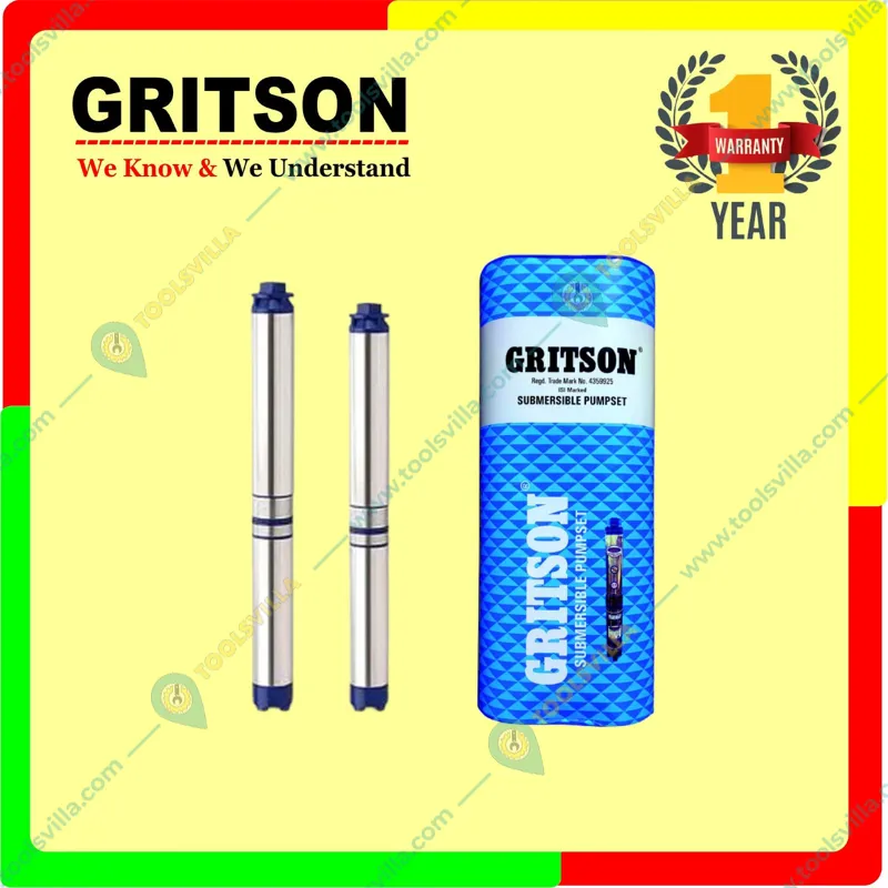 Gritson 1.5 HP 20 Stage(4 inch)V-4 1Phase Water Cooled Submersible Pump With CP & Accessories 1 Year Warranty