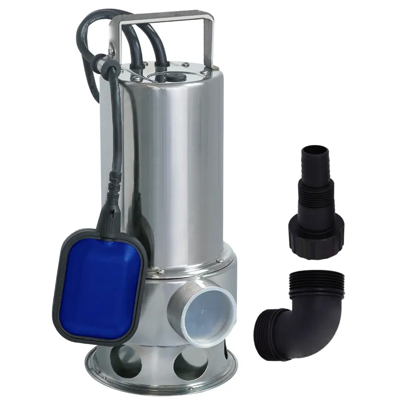 Heavy Duty 1.5Hp 1Phase SS Body Dewatering Sewage Submersible Pump, Copper Winding, 9.5m Head 16500LPH With Float Switch