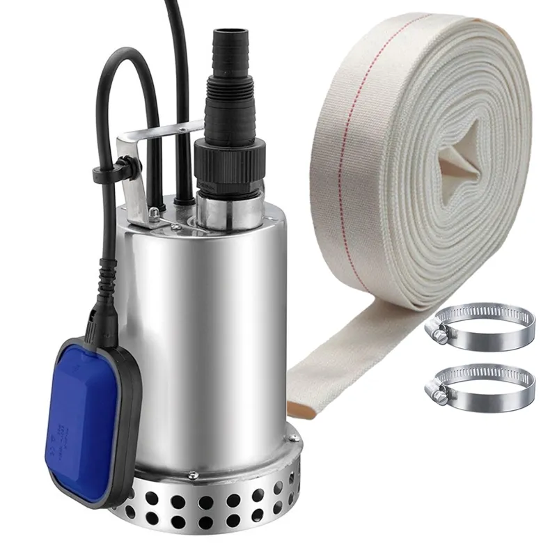 Heavy Duty 1.5Hp 1Phase SS Body Dewatering Sewage Submersible Pump With Hose Pipe, 9.5m Head, 16500 LPH-1 Year Warranty
