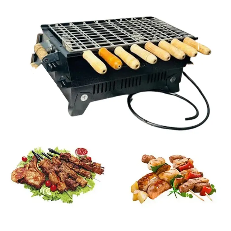  NE GRILLS 15 inch Electric BBQ Grill with 8 Skewers
