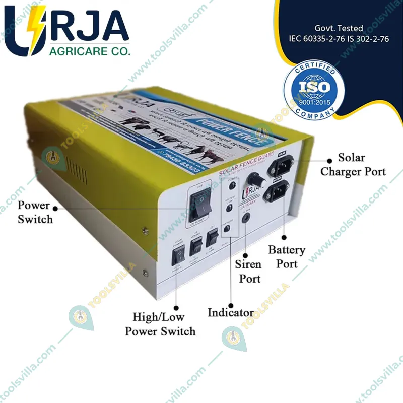 Urja 15 KV Solar Fence Energizer for 70 Acre Area with Cables, Siren and 2 Piece Warning Plates (1 Year Warranty on Machine)