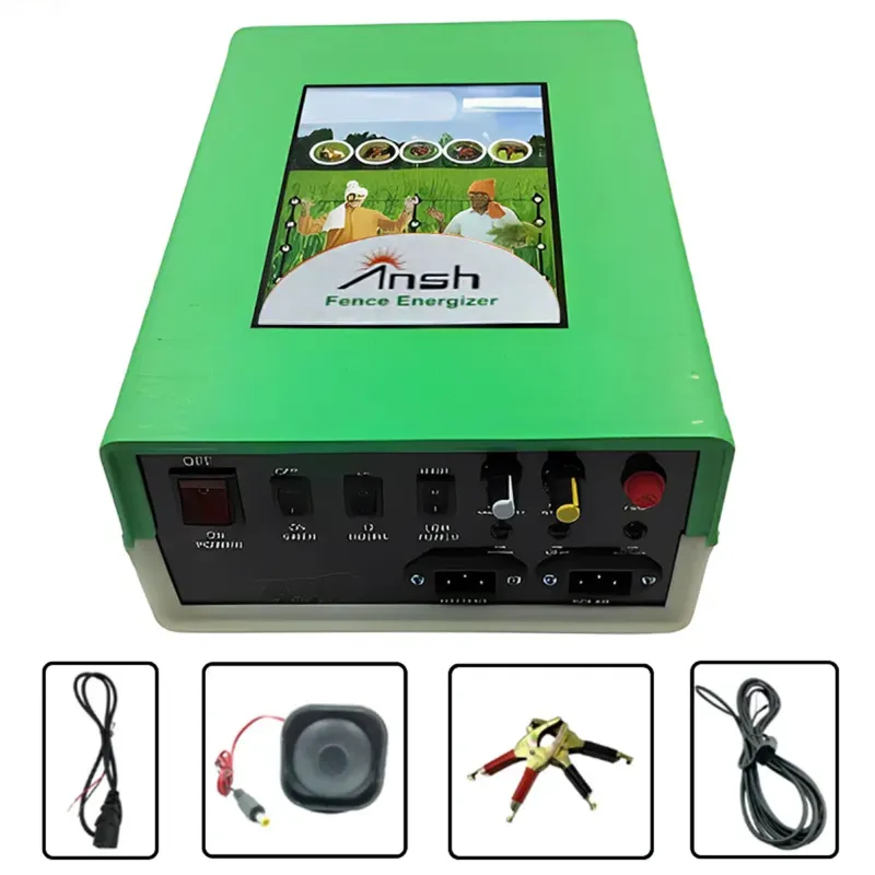 Agriansh 18 KV Solar Zatka Machine for 150 Bigha with Siren, Cables and Battery Connectors